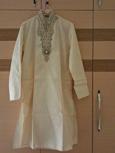 Elegant Cream Embroidered Kurta