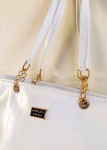 Stylish White Croco Tote Bag