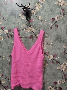 Pink Ribbed Tank Top