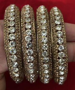 Set of 4 Gold & Crystal Bangles