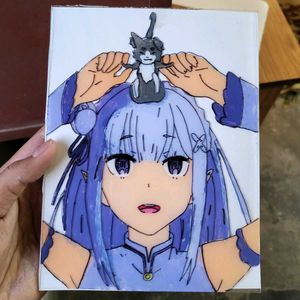 Anime Character Glass Painting Emilia Re Zero