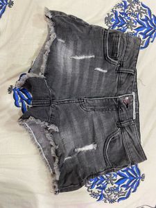 grey denim shorts