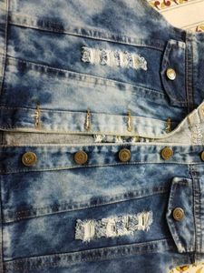 ripped denim short jacket