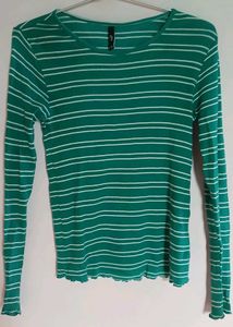 Green Striped Long Sleeve Top