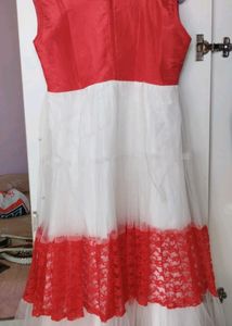 Beautiful Red White Anarkali Dress
