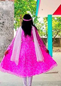 Pink Floral Anarkali Dress