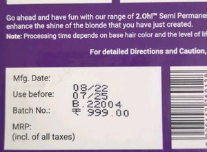 2.Oh Hair Lightening Kit With 2.Oh Bag