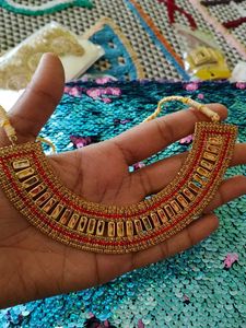 2 Sets Of Red &amp; Gold Beaded Necklace