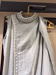 Silver Embellished Designer Dress Party Wear