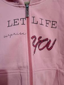Cute Pink Graphic Zip-Up Hoodie