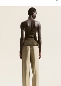 H&amp;M Olive Peplum Bandeau Top