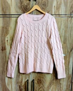 Light Pink Self Design Pullover Size-36-38