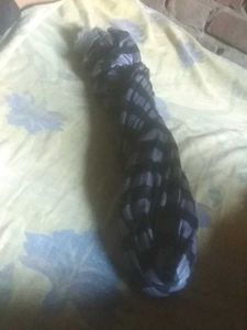 Striped Scarf with Lace Trim