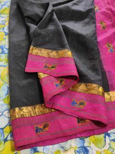 Elegant Pink &amp; Black Saree