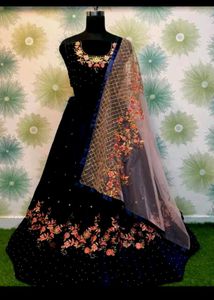 Embroidery Black Lehanga
