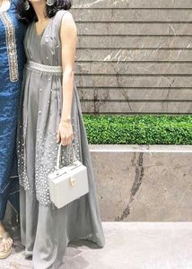 Indya Grey Embellished Traditional Gown