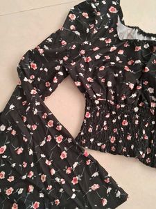 Floral Print Bell Sleeve Top