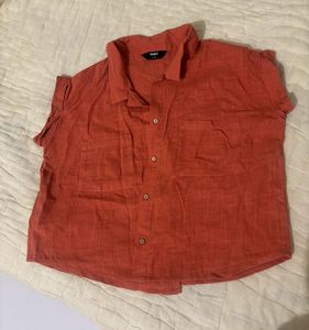 MAX Linen Blend Shirt - Terracotta