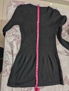 Elegant Black Mini Dress W/O Belt