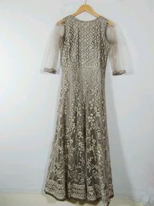 Grey Embroidery Printed Long Gown (Women)
