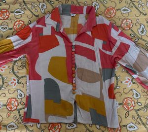 Abstract Print Button-Down Shirt