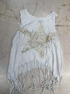 White Fringe Tank Top