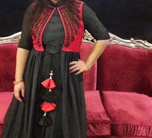 Beautiful Black Pearl Work Gown