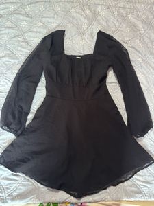 Black Long-Sleeve Mini Dress