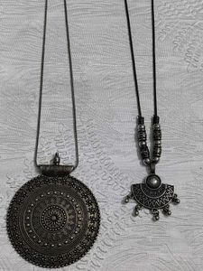 Ethnic Silver Tone Necklace Set