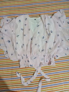 Crop Top With Frill Sleeves