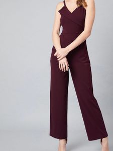 Athena Women Burgundy Solid Baisc Jumpsuit