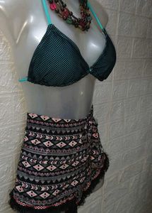 Blue And Black Bikini Top