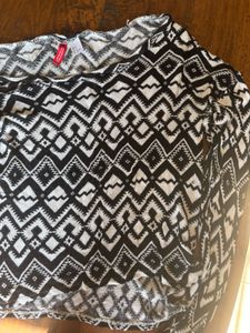 Patterned Long Sleeve off shoulder Top