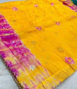 Yellow &amp; Purple Embellished Scarf
