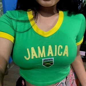 Jamaica Revolte Green &amp; Yellow Top