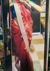 Maroon Embroidered Saree