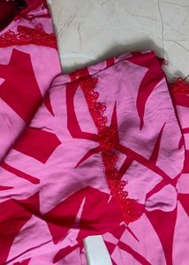 Pink &amp; Red Floral kurta set