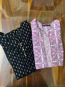 Black And Purple Kurta Combo