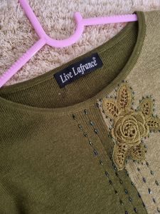 Green Floral Sweater