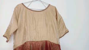 Golden &amp; Maroon Full Partywear Ethnic Gown (44&#34;)