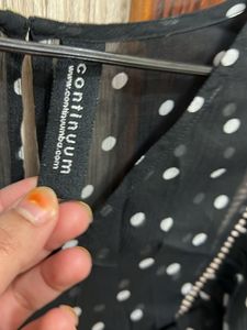 Polka Dot Black Flared Dress