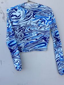 Blue Swirl Crop Top
