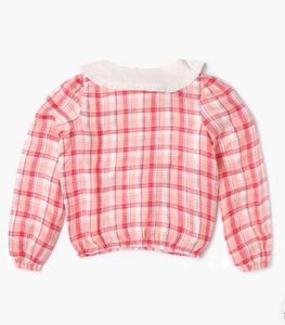 Pink Plaid Peter Pan Collar Top