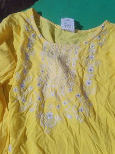 Yellow Embroidered Kurta