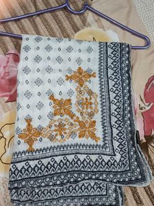 White Embroidered  Summer Scarf