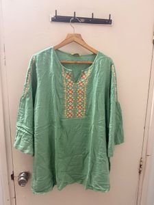 Embroidered Green Tunic Top