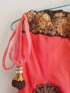 Vintage Coral Button-Down Lehenga