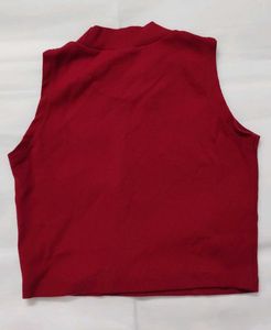 Red Sleeveless Crop Top