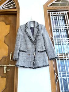 Sales 🔥Grey Tweed Blazer with Black Trim