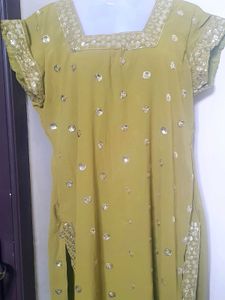 Olive Green Embellished Kurti